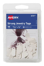 Avery® Jewelry Tags, Strung, 13/16" x 3/8", 100 Tags (6731)