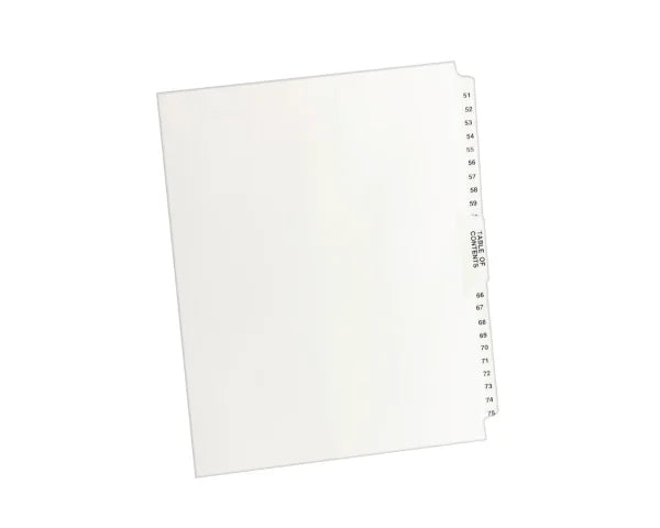 Avery&reg; Premium Collated Legal Dividers Avery Style, Letter Size, 51-75 & Table of Contents Tab Set (11396)