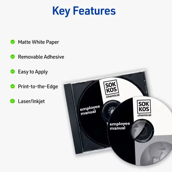 Avery&reg; CD Labels, Matte White, Removable Adhesive, Laser & Inkjet Printers, 50 CD Labels & 100 Spine Labels (5931)