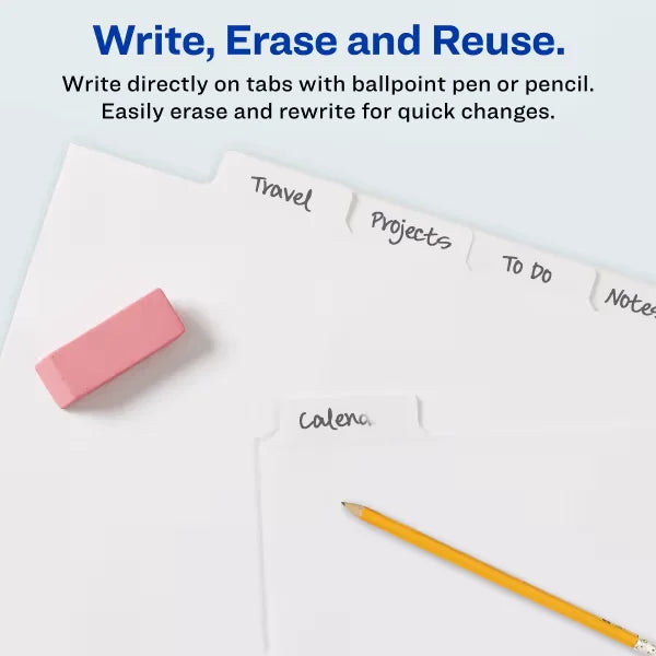 Avery&reg; Big Tab&trade; Write & Erase Dividers for 3 Ring Binders, 5-Tab Set, 1 Binder Divider Set (23075)