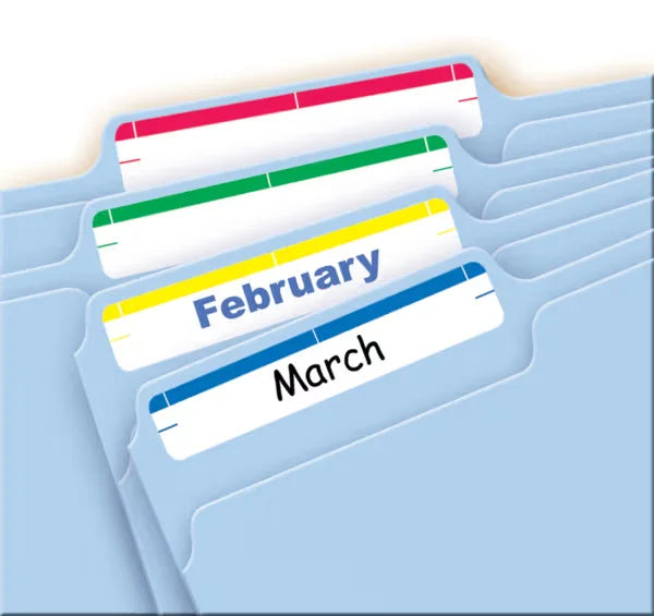 File Folder Labels on 4” x 6” Sheets, Removable Adhesive, Assorted, 2/3” x 3-7/16”, 252 Labels (5235)