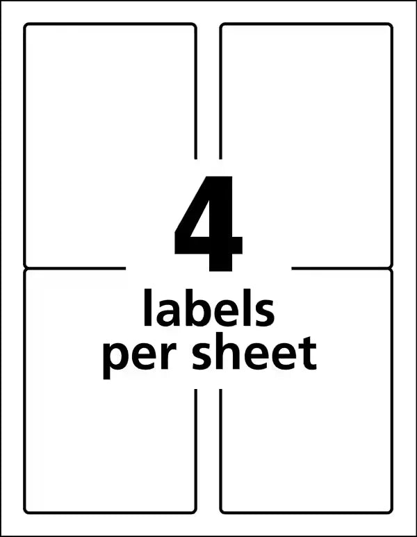Avery&reg; Durable ID Labels, TrueBlock&reg; Technology, Permanent Adhesive, 5” x 3-1/2”, 200 Labels (61532)