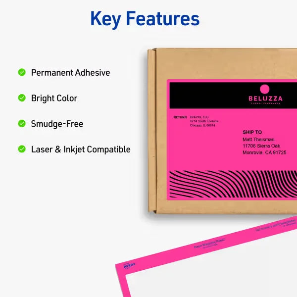 Avery Shipping Labels, 5-1/2" x 8-1/2", Neon Magenta, Laser & Inkjet Compatible, 200 Labels Total (5948)