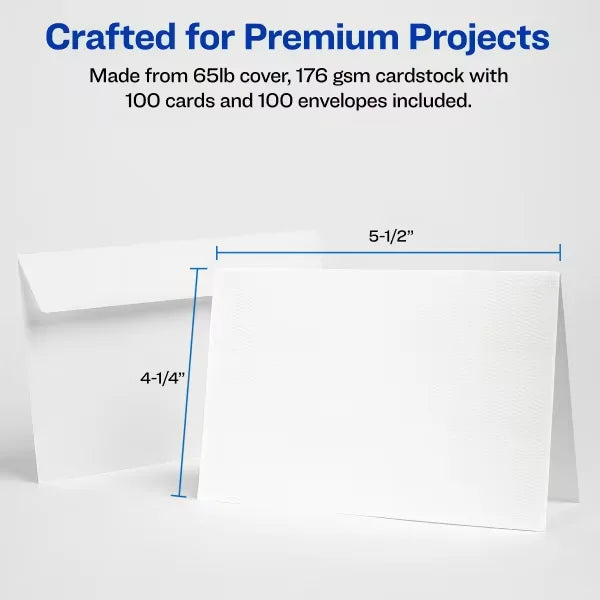 Avery&reg; Note Cards with Envelopes, 4-1/4" x 5-1/2", Textured White, Inkjet Printer Compatible (2 Packs of 5813)