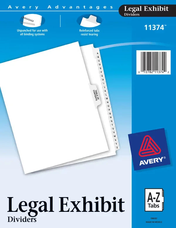 Avery&reg; Premium Collated Legal Dividers Avery Style, Letter Size, A-Z & Table of Contents Tab Set (11374)