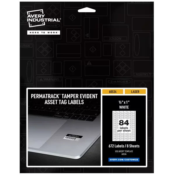 Avery&reg; PermaTrack&reg; Tamper-Evident Asset Tag Labels, 1/2" x 1", 672 Labels (60534)