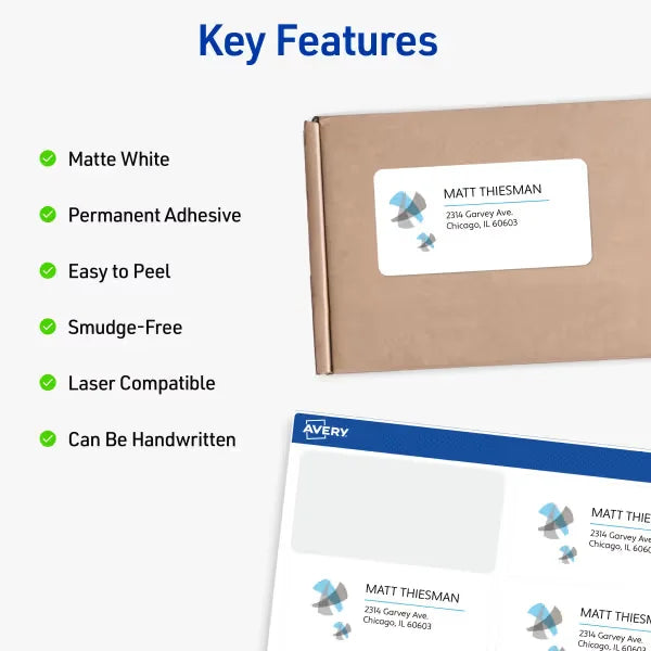 Avery&reg; Waterproof Shipping Labels with Sure Feed&reg;, 3-1/3" x 4", White, Laser Compatible, 300 Labels Total (5524)