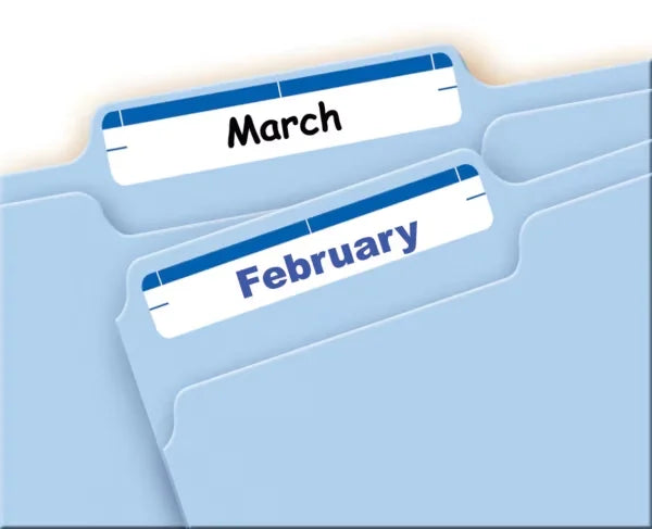 File Folder Labels on 4” x 6” Sheets, Easy Peel, White/Blue, Print or Handwrite, 2/3” x 3-7/16”, 252 Labels (5200)
