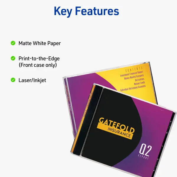 Avery&reg; CD Jewel Case Inserts, Matte White, Laser & Inkjet Printers, 20 Standard and Slimline Inserts (8693)