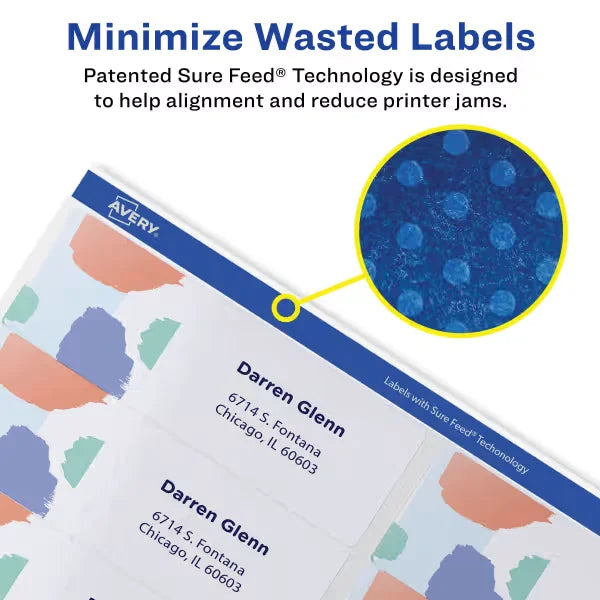 Avery&reg; Easy Peel&reg; Address Labels, Sure Feed&trade; Technology, Permanent Adhesive, 1-1/3" x 4", 350 Labels (8162)
