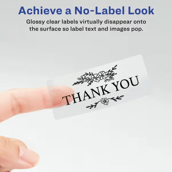 Avery&reg; Printable Address Labels with Sure Feed&reg;, 1" x 2-5/8", Glossy Clear, 300 Blank Mailing Labels for Laser and Inkjet Printers (6521)
