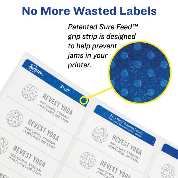 Avery&reg; Print-to-the-Edge Address Labels with Sure Feed&reg;, 1-1/4" x 2-3/8", Matte White, 450 Labels (6871)