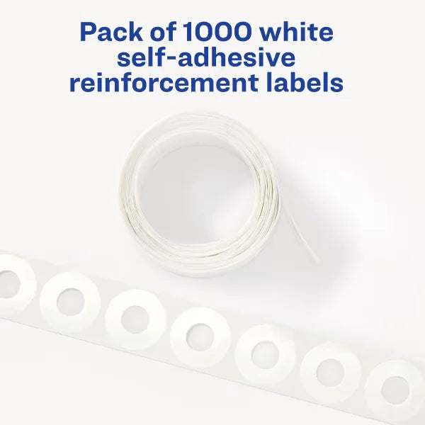 Avery&reg; Self-Adhesive Hole Reinforcement Stickers, 1/4" Diameter, Non-Printable, 1,000 Total (5720)