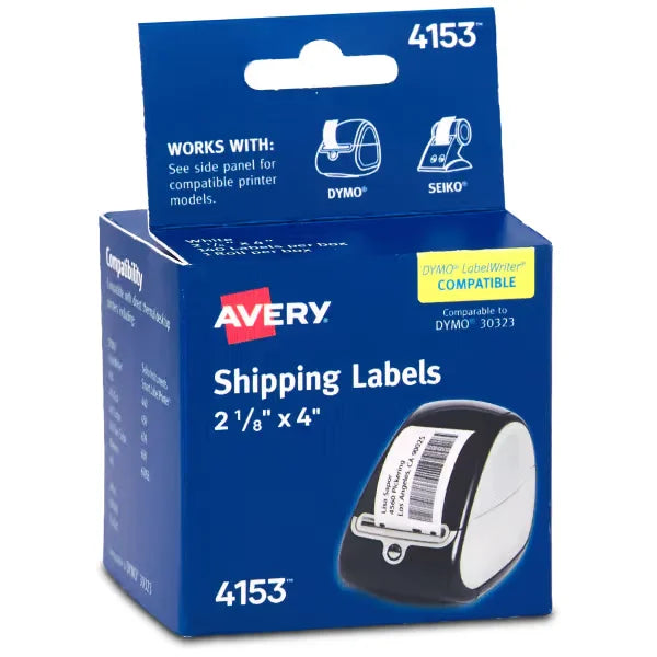 Avery&reg; Direct Thermal Shipping Labels, 2-1/8" x 4", White, Permanent, 1 Roll, 140 Labels (4153)