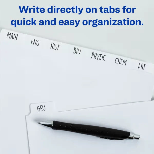 Avery&reg; Plain Tab Write-On Paper Dividers, 5-Tab Sets, White (36 Sets of 11505)