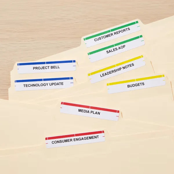 TrueBlock® File Folder Labels, 2/3” x 3-7/16”, 750 Printable Labels, Permanent, Assorted Colors (5266)