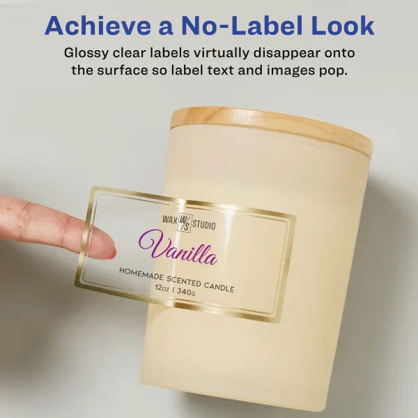 Avery&reg; Printable Glossy Clear Labels with Metallic Gold Border, 2" x 4", Permanent, Laser/Inkjet, 60 Labels (6552)