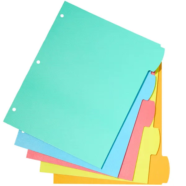Avery&reg; Big Tab&trade; Durable Paper Dividers, 5-Tab Set, Assorted Bright Colors, Easy Peel&reg; Labels (14426)