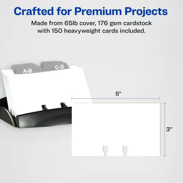 Avery&reg; Rotary Cards with Sure Feed&reg; Technology, 3" x 5", Matte White, Laser & Inkjet Printers, 150 Total (5386)