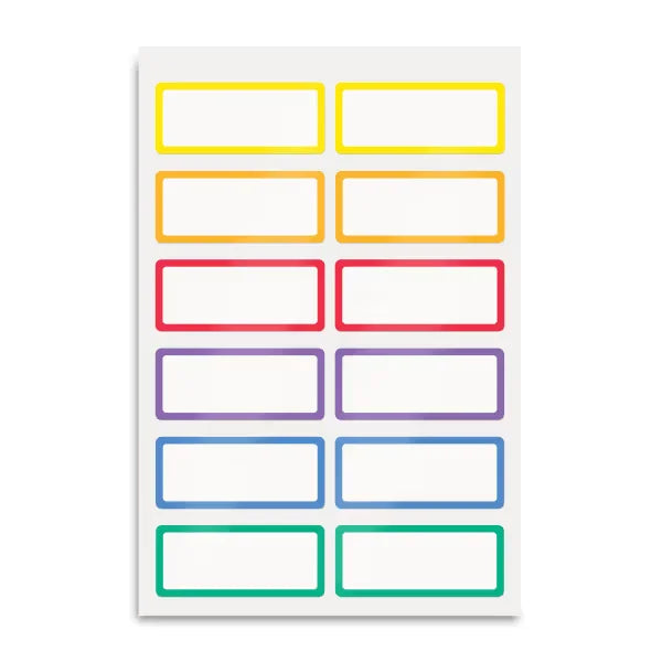 Avery&reg; No-Iron Fabric Name Labels, Rainbow Borders Preprinted Designs, Handwrite-Only, 24 Preprinted Labels (40706)