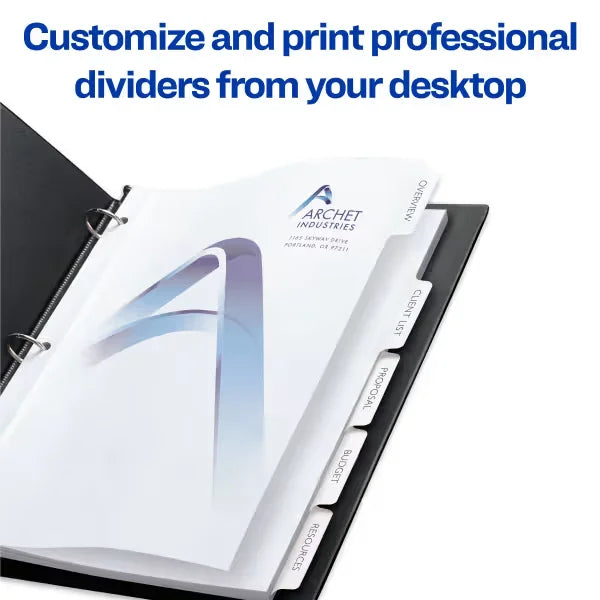 Avery&reg; Print-On&trade; Dividers, 5 Tabs, 25 Sets (11517)