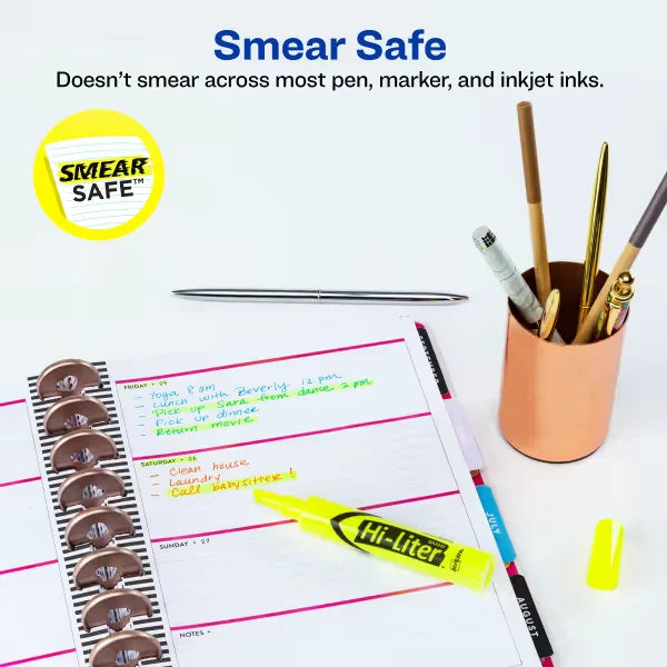 Avery(R) Hi-Liter(R) Desk-Style Highlighters, SmearSafe(R), Chisel Tip, 2 Yellow Highlighters (24081)