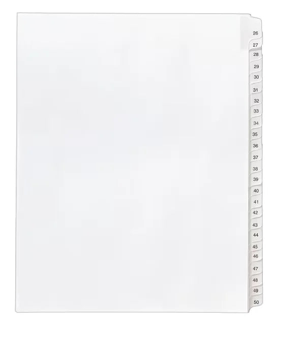 Avery&reg; 26-50 Legal Exhibit Dividers for 3 Ring Binders, 25-Tab Set, Allstate&reg; Style, 1 Binder Divider Set (01702)