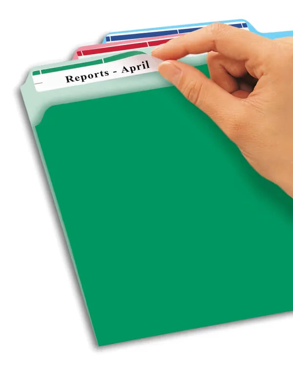 File Folder Labels with Sure Feed™, 2/3” x 3-7/16”, 750 Printable Labels, Removable Adhesive, Assorted Colors (6466)