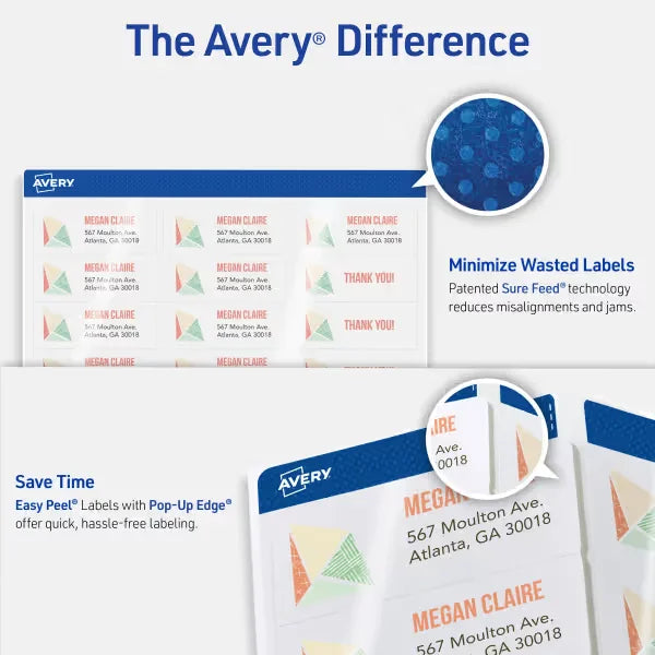 Avery&reg; Return Address Labels with Sure Feed&reg;, 2/3" x 1-3/4", White, Laser & Inkjet Compatible, 600 Total (18294)