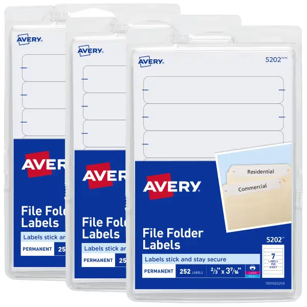 Permanent Easy Peel File Folder Labels on 4” x 6” Sheets, Laser & Inkjet Printer, White, 2/3” x 3-7/16”, 756 Labels (32131)