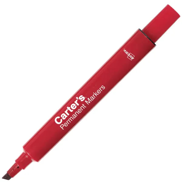Carter's&trade; Permanent Marker, Large Desk-Style Size, Chisel Tip, Red Marker (27177)