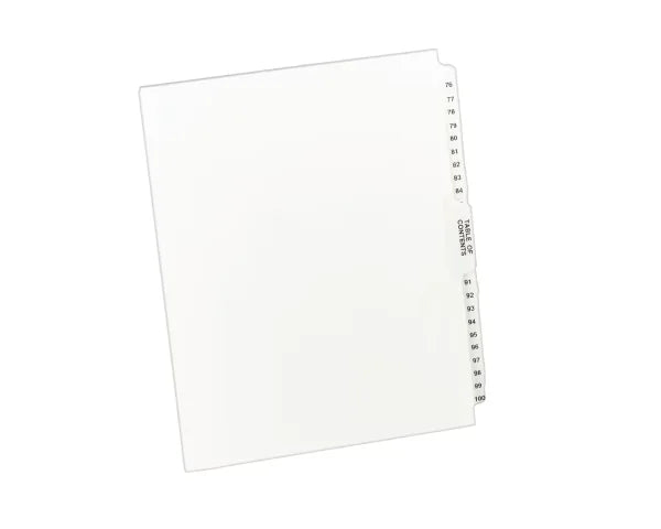 Avery&reg; Premium Collated Legal Dividers Avery Style, Letter Size, 76-100 & Table of Contents Tab Set (11397)