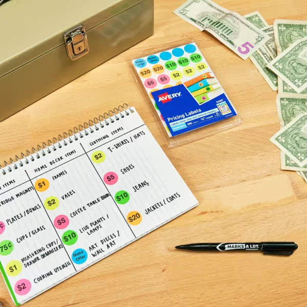 Avery&reg; Pricing Labels, 3/4 Inch Round Stickers, Assorted Colors, Non-Printable, 350 Removable Labels Total (5480)