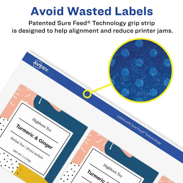 Avery&reg; Return Address Labels with Sure Feed&reg;, 3/4" x 2-1/2", Matte White, Inkjet Compatible, 600 Labels (8257)