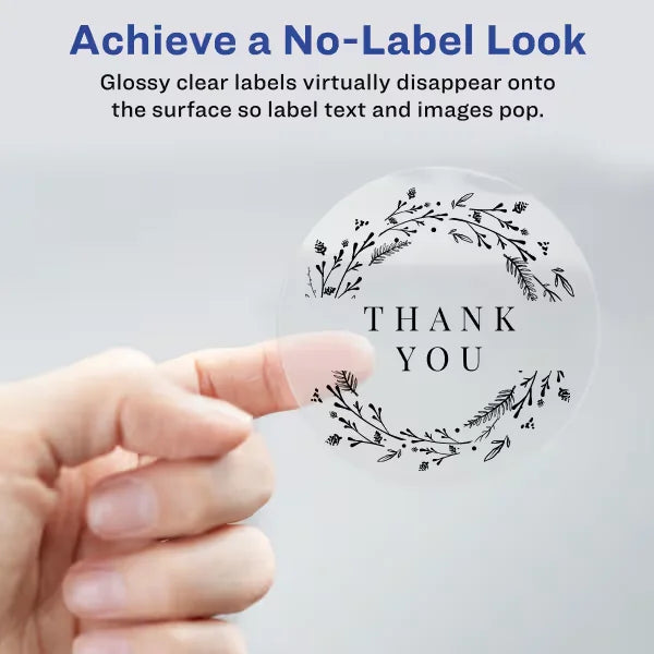 Avery&reg; Glossy Clear Round Labels with Sure Feed&trade;, 2" Diameter, 120 Labels, Permanent Adhesive (22825)