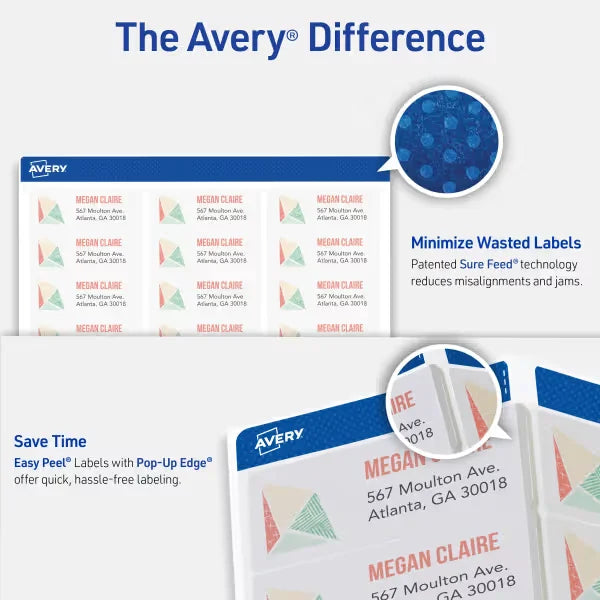 Avery&reg; Address Labels with Sure Feed&reg;, 1" x 2-5/8", Matte Clear, Laser Printer Compatible, 1,500 Labels Total (5660)