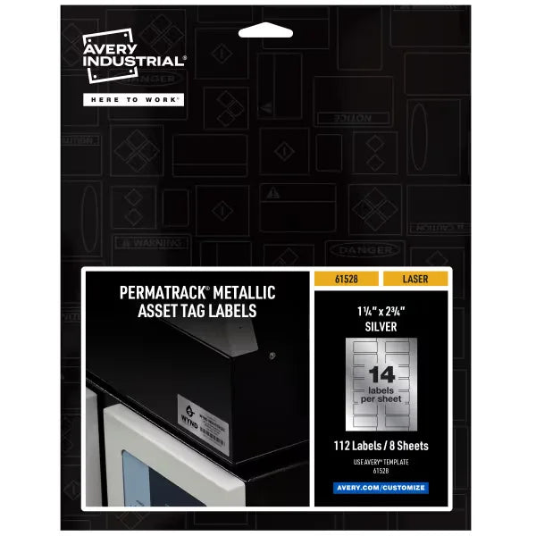 Avery&reg; PermaTrack&reg; Metallic Asset Tag Labels, 1-1/4" x 2-3/4", 112 Labels (61528)