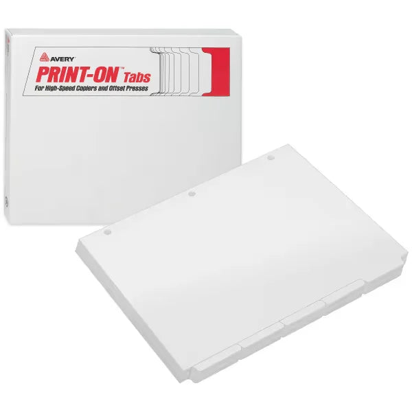 Avery&reg; Print-On 5-Tab Dividers for Copiers and Offset Presses, Single Reverse Collated (30 Sets of 20416)