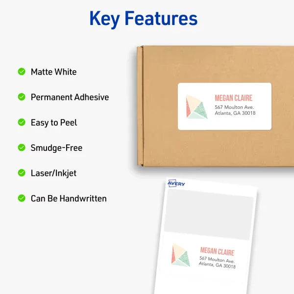 Avery&reg; Mini-Sheets Shipping Labels, 2" x 4", White, Permanent Adhesive, Laser/Inkjet Printable, 100 Labels (2163)