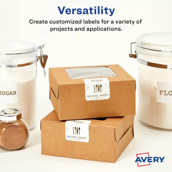 Avery&reg; 2-3/4" x 2-3/4" Square Labels, 630 Labels, Permanent Adhesive, Matte White (5196)