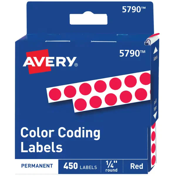 Avery&reg; Color-Coding Removable Labels, 1/4 Inch Round Stickers, Red, Non-Printable, 450 Dot Stickers Total (5790)