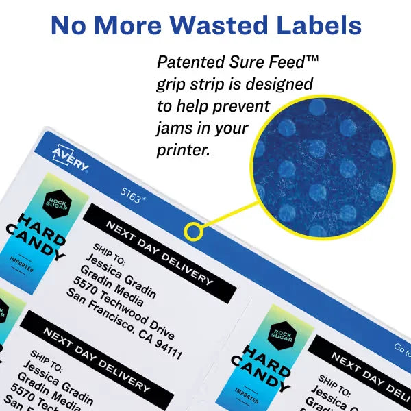 Avery&reg; Print-to-the-Edge Shipping Labels with Sure Feed&reg;, 3-3/4" x 4-3/4", Matte White, 100 Labels (6878)