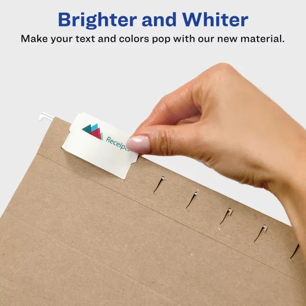 Avery&reg; Printable Hanging File Folder Tabs, 1/5 Cut, White, 90 Total (5567)
