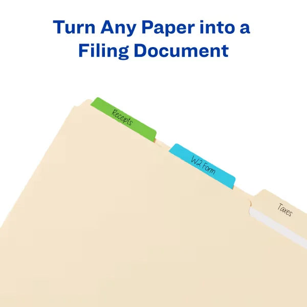 Avery&reg; Ultra Tabs&reg;, Red/Blue/Green, 3" x 1.5", 24 Repositionable Filing Tabs, 2-Sided Writable (74775)