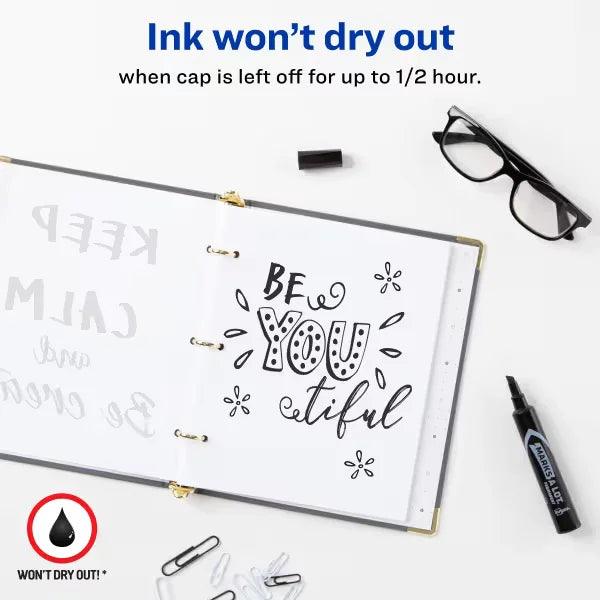 Avery&reg; Marks A Lot&reg; Permanent Markers, Regular Desk-Style Size, Chisel Tip, 1 Black Marker (17888)