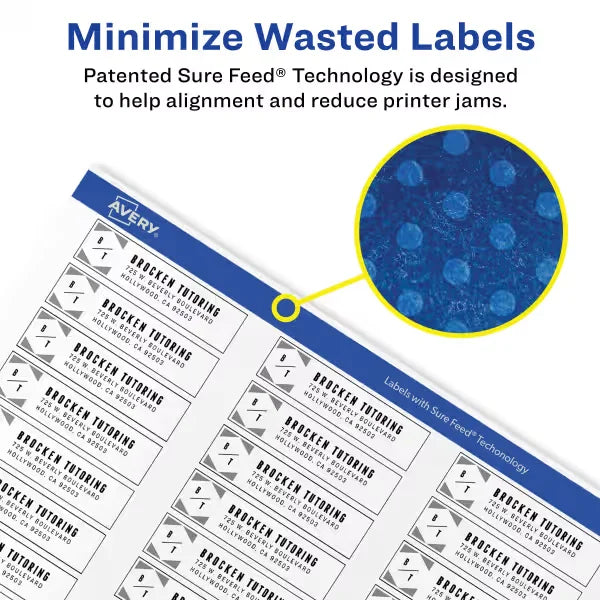 Avery&reg; Return Address Labels, Sure Feed&trade; Technology, Permanent Adhesive, 1/2" x 1-3/4", 20,000 Labels (5967)