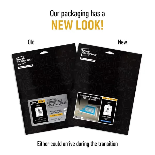 Avery&reg; PermaTrack&reg; Destructible Asset Tag Labels, 3-3/4" x 2", 64 Labels (60539)