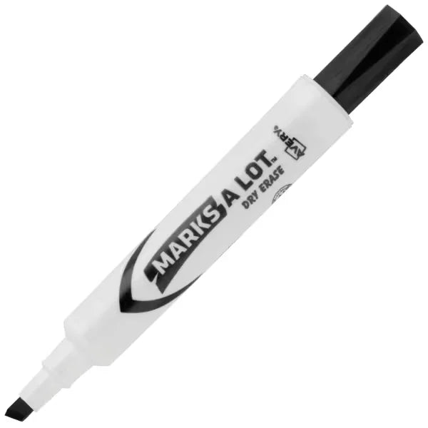 Avery® Marks A Lot® Dry Erase Marker, Desk-Style, Chisel Tip White Board Marker, Black (24408)