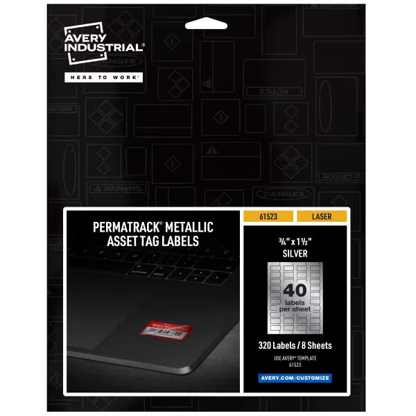 Avery&reg; PermaTrack&reg; Metallic Asset Tag Labels, 3/4" x 1-1/2", 320 Labels (61523)