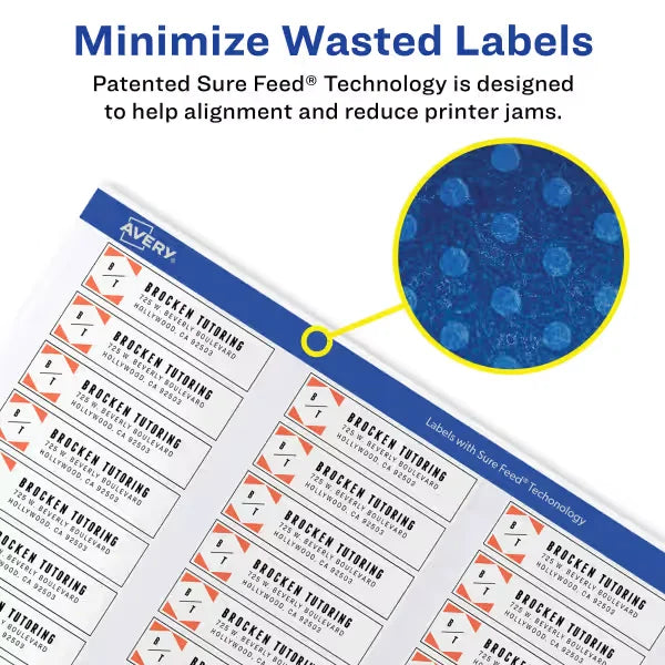 Avery&reg; Easy Peel&reg; Return Address Labels, Sure Feed&trade; Technology, Permanent Adhesive, 1/2" x 1-3/4", 800 Labels (18167)